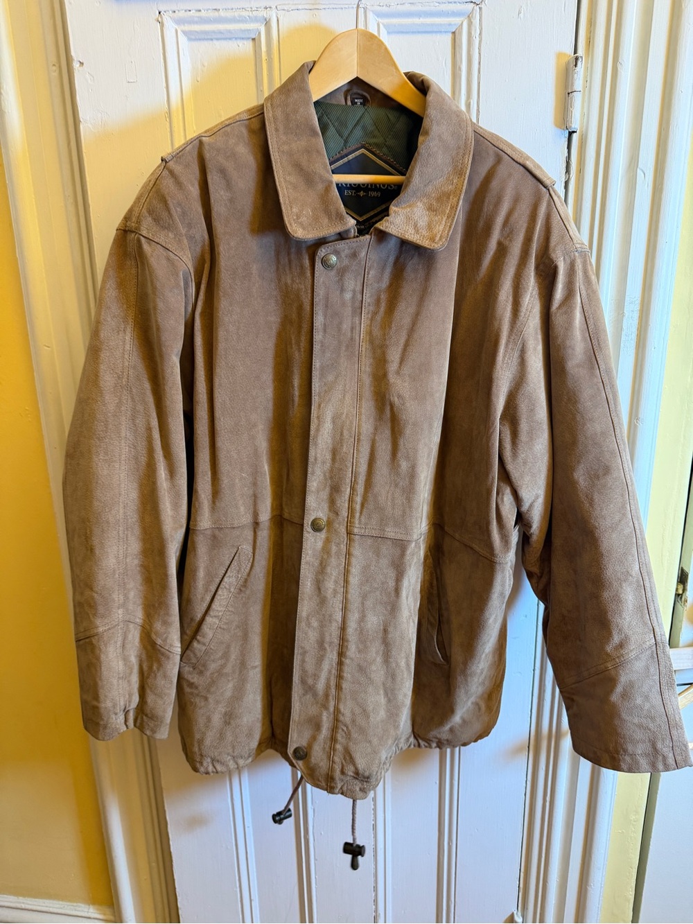 J. Riggins Brown Suede Leather Jacket Quilted Lined Snap Zip Coat Men’s XXL